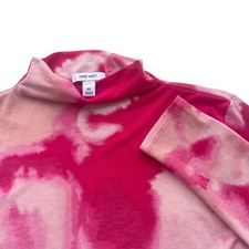 Nine West Womens Medium Pink Tie Dye Sheer High Neck Long Sleeve Top Tunic Dress