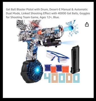 Crystal Bullet Series Blue and Black GCOCK with Gel Pellets Shooter Brand New