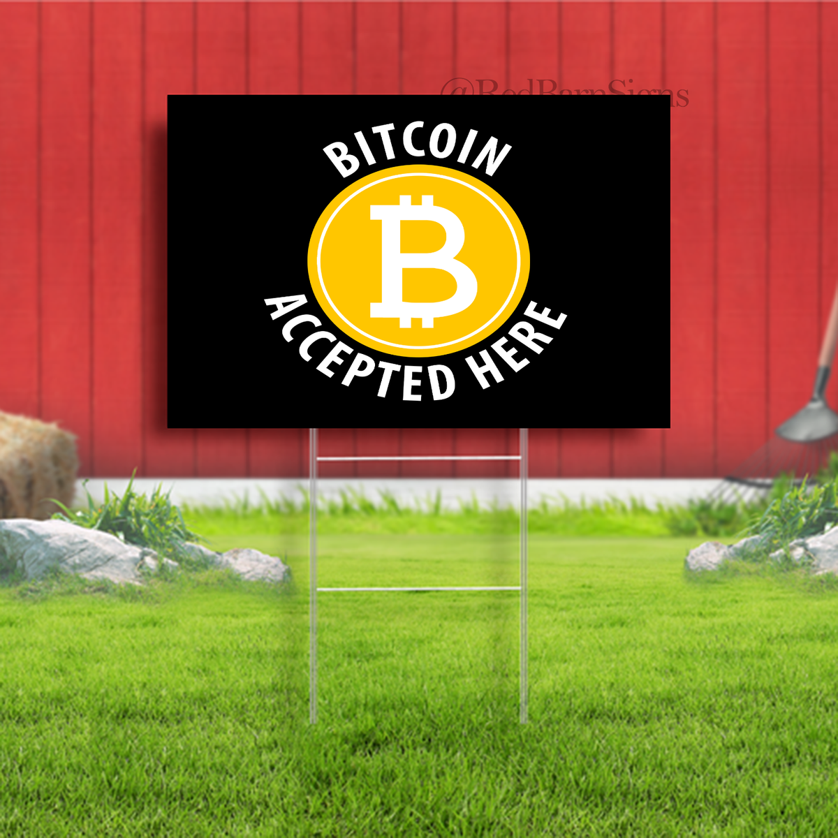 Bitcoin Accepted Here Indoor Outdoor Vinyl Yard Design