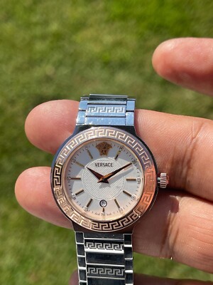 VERSACE Landmark unisex used watch quartz date window watch 