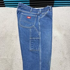 Dickies Carpenter Pants Jeans Mens 38x30 Blue Baggy Skater Wide Leg Hip Hop 90s