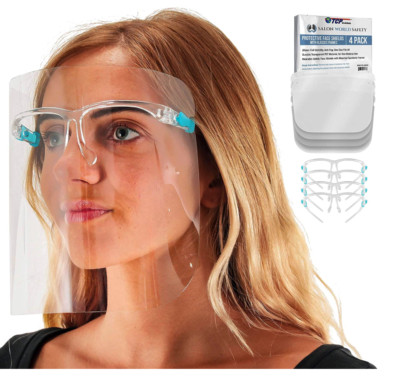 Pack of 5: Face Shield Visor Glasses, Protective & Reusable Splash & Droplets.