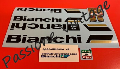 4 Decalcomanie BIANCHI Originali In Vinile Lucido – Set Adesivi Bici Ciclismo Nero Made In UK