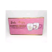 Dragon Glassware x Barbie 16 Oz Coffee Mugs, Barbie Dreamhouse Collection, Clear