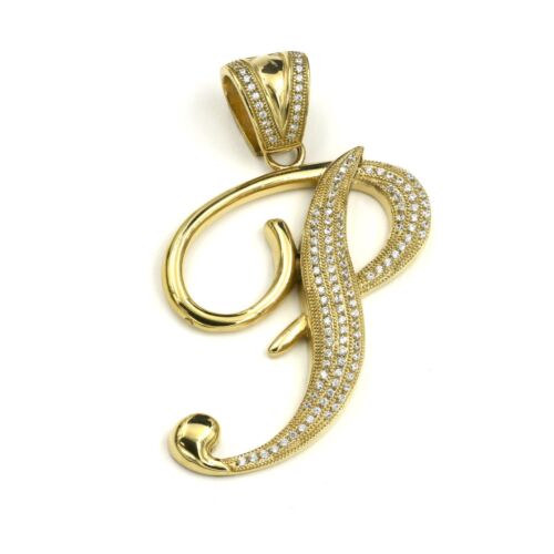 Stainless Steel 316 Pave Men's Initial Pendant - Picture 12 of 36