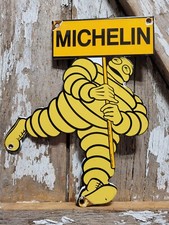 VINTAGE MICHELIN MAN PORCELAIN SIGN TIRE AUTO PARTS SERVICE SUPPLY ADVERTISING