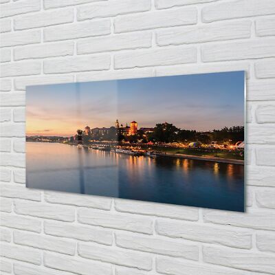 Tulup Acrylglas 100x50 Wandkunst Krakow Sonnenuntergangfluß Schloss
