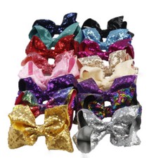 6" Sparkling Glitter Girls Sequin Sparkle Hair Bow Clip Pin Accessories