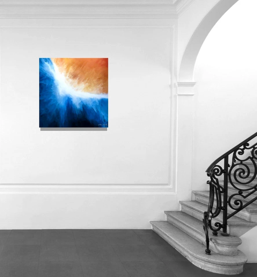 Pintura al óleo contemporánea original moderna abstracta bellas artes lienzo firmado Foto 4 de 4