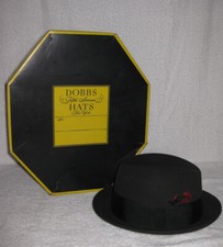 DOBBS FIFTH AVENUE MEN'S BOWLER HAT  BOX, VINTAGE, SIZE 7, BAND  FEATHER
