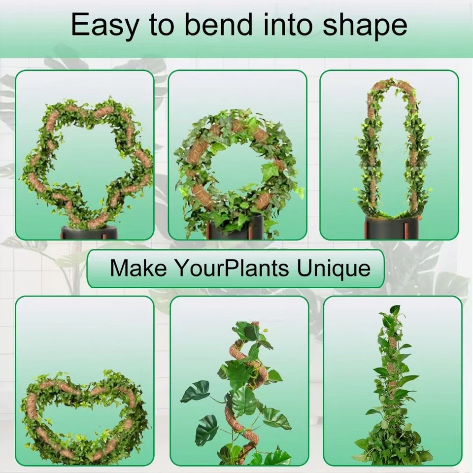 2 Pk 48” Bendable Moss Pole For Monstera Plant Coir Climbing Plant Support Stick - Image 3 of 4