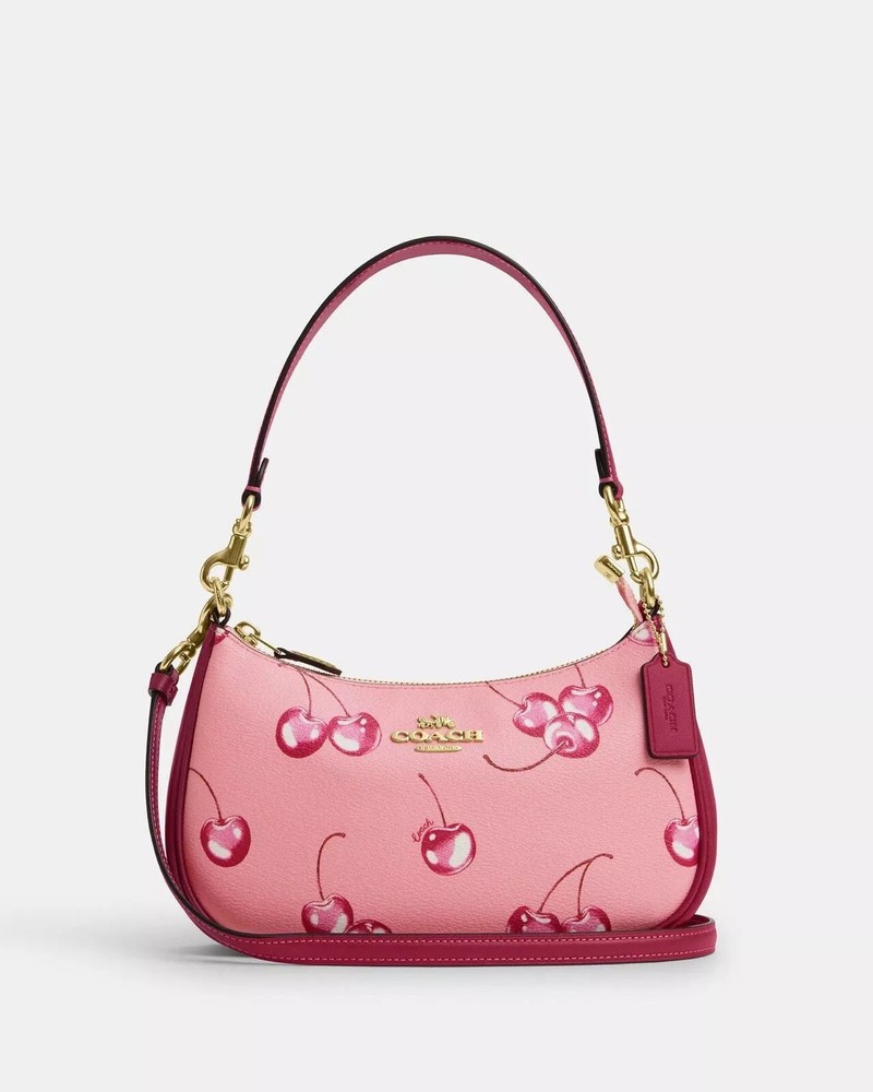 NWT COACH Teri Shoulder Bag With Pink Cherry Print Crossbody for Fashion Women
