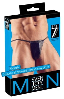 Svenjoyment Kordel String HERREN 7er Pack Schwarz Men String Tanga