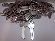  50 Ilco Nickel Plated Over Brass Kwikset KW1/NP Key Blank / Made by Ilco in USA
