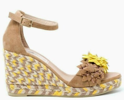  GAIMO CESSY LEATHER ESPADRILLE FLORAL WEDGE SHOES SANDALS EU41/US10 NEW!!