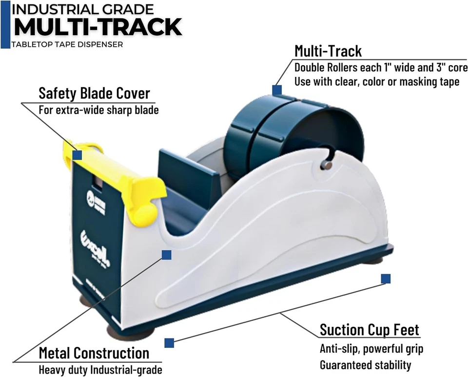 Dispensador de cinta de escritorio de acero de alta resistencia Excell (2" de ancho) base de ventosa Foto 2 de 4