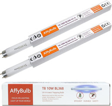 Affybulb T8 F10W Fly Killer Bulbs 2 Pack, 13In UV BL368 Replacement Tube For