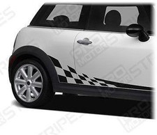 Mini Cooper 2008-2017 Checkered Side Stripes Porsche Style Decals Choose Color