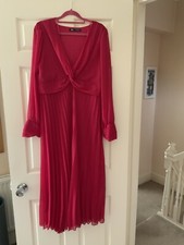 zara women pleated midi dress, size L, fuchsia, bnwot