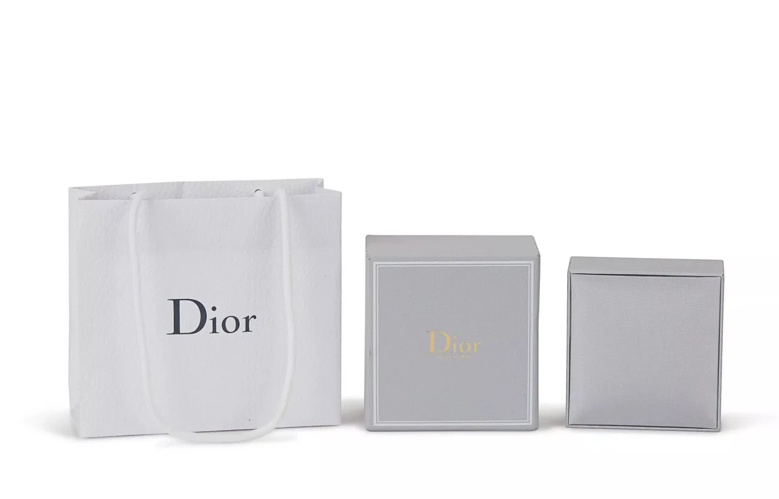NEUF boîte cadeau de rangement bijoux Dior authentique + sac 3,25 x 3,5 x 1,5