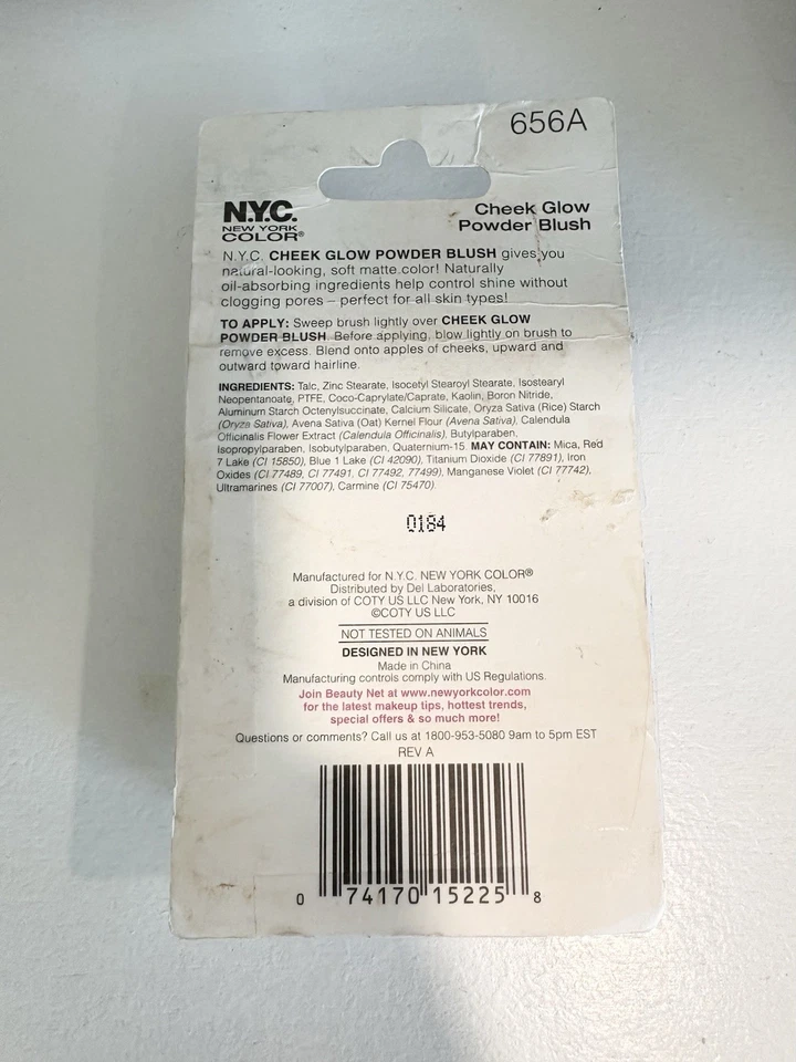 NYC New York Color Cheek Glow Powder Blush Shade 656 Sutton Place Peach NOS READ - Image 3 of 3
