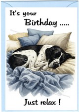 Pointer Dog Birthday Card  (4"x 6") - blank inside -Starprint