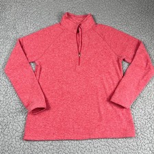 Eddie Bauer 1/4 Zip Fleece Sweater Womens Medium Pink Long Sleeve