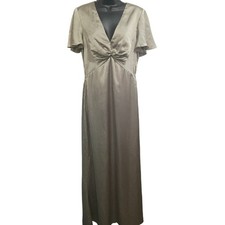 Show Me Your Mumu Elegant Olive Green Maxi Dress Size L Lightweight Satin Slinky