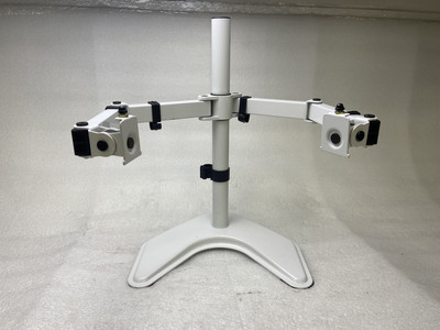 VIVO White Dual Monitor Desk Mount, Fits Screens up to 32''  USED