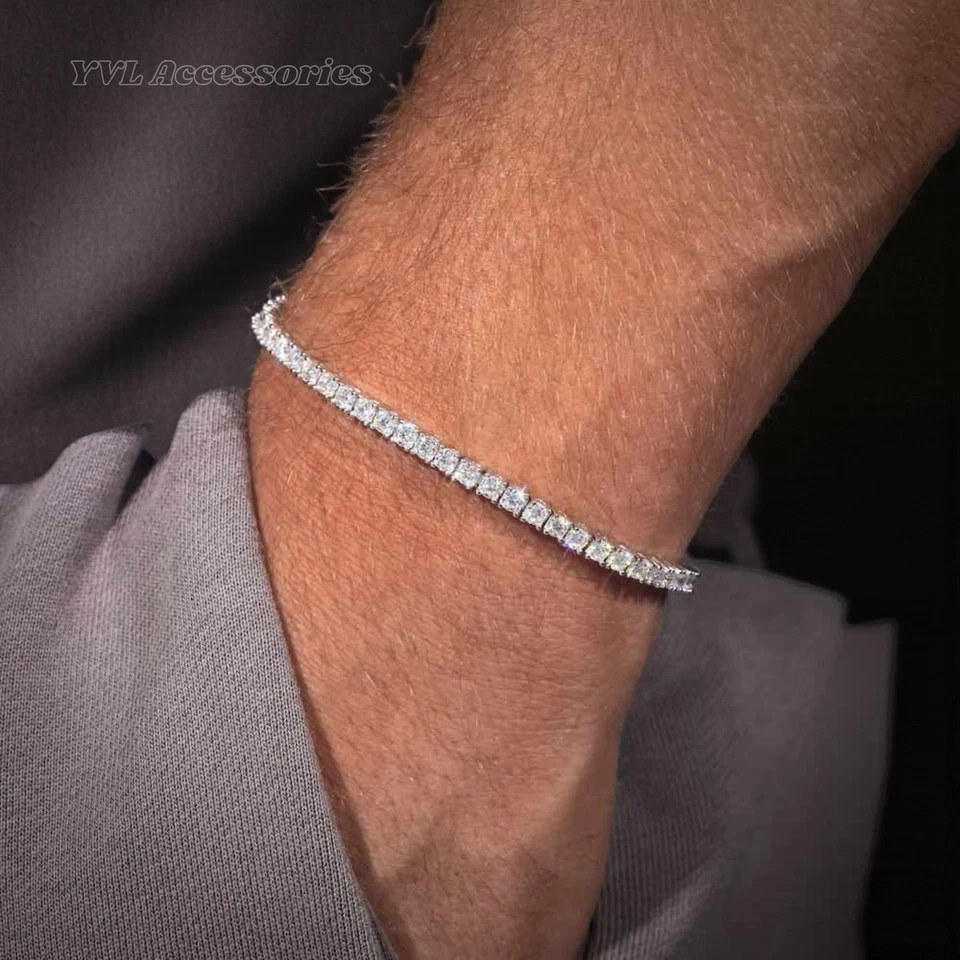 Pulsera Tenis Moissanite 4mm - VVS1 HELADO - Certificado GRE + Pasa Probador ✅ Foto 2 de 4