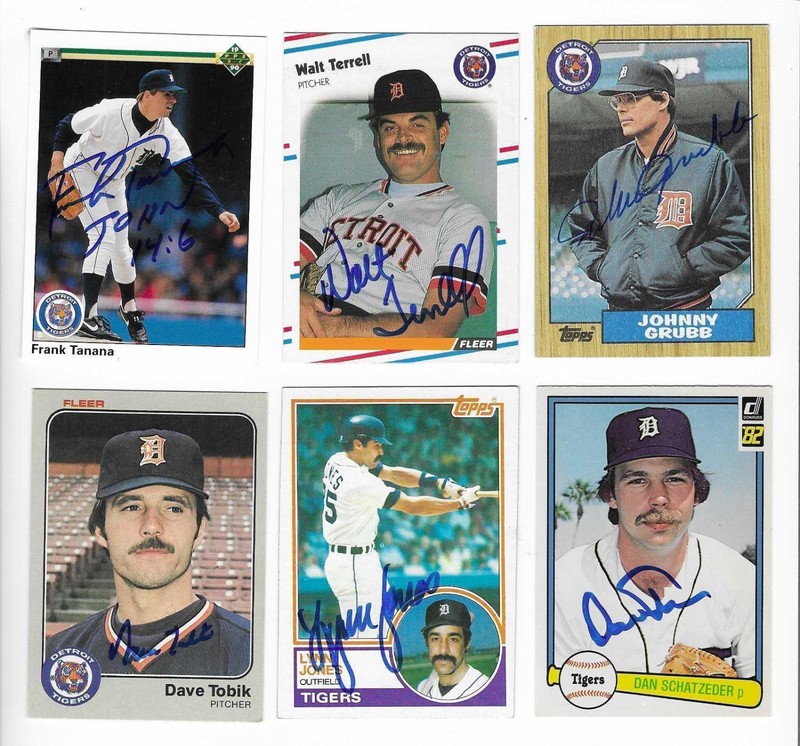 DETROIT TIGERS 6 DIFFERENT SIGNED AUTOGRAPH BASEBALL CARD LOT