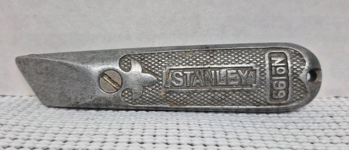 Vintage Stanley No. 199 Aluminum Fixed Blade Utility Razor Knife USA W/ 5 Blades