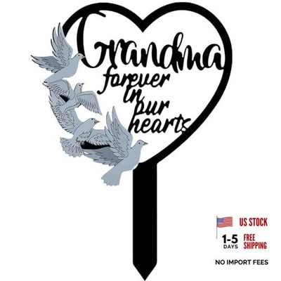 HPMAISON 11 inch Metal Memorial Stake Grave Decorations for Cemetery Grandma