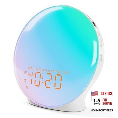 Full Screen Dimmer Sunrise Alarm Clocks for Bedrooms, Wake Up Light with White