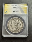 1896 S Morgan Silver Dollar Graded ANACS VF25 Very Fine Key Date Coin (Slab1473)
