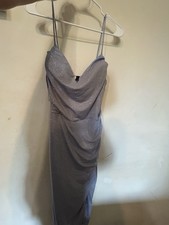 Windsor Light Blue Glitter Mesh Cowl Neck Spaghetti Strap Maxi Dress S