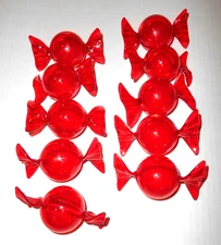 10 Red Empty CANDY CONTAINERS & Gold Cord Valentine's Day or CHRISTMAS Ornaments