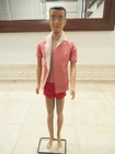 Vintage Mattel Ken Doll Brunette Painted  Hair Beach Outfit #750  Black Stand