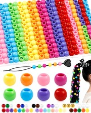Hair Beads Large Hole Acrylic 260PCS 10x12mm Mixed Colors Bulk Pack