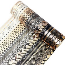 YUBBAEX 10 Rolls Washi Tape Set Black Gold Foil Print Decorative Tapes for Arts,