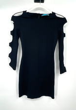 Alice + Olivia Womens Dress XS Black Stretchy Slit Sleeves Designer Bodycon