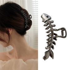 Hair Claw Clips Fish Bone Shape Metal Hair Claws Crab Geometric Hair Black