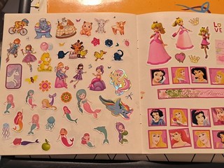 Stickeralbum Beklebt Sticker Goldrand Glitzer Prismatisch Papier Fuzzy Disney
