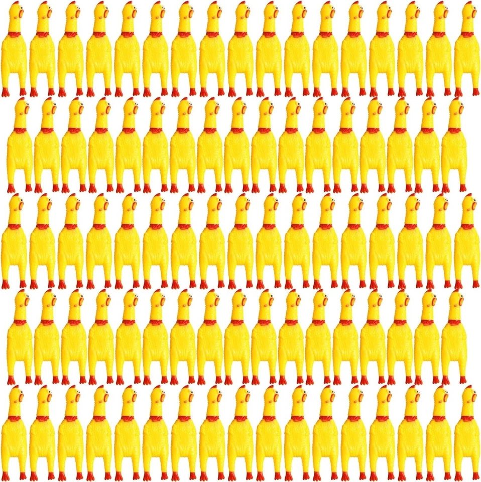 150 mini juguetes de pollo chirriante a granel para perros - ideal alivio del estrés y favores de fiesta Foto 3 de 4
