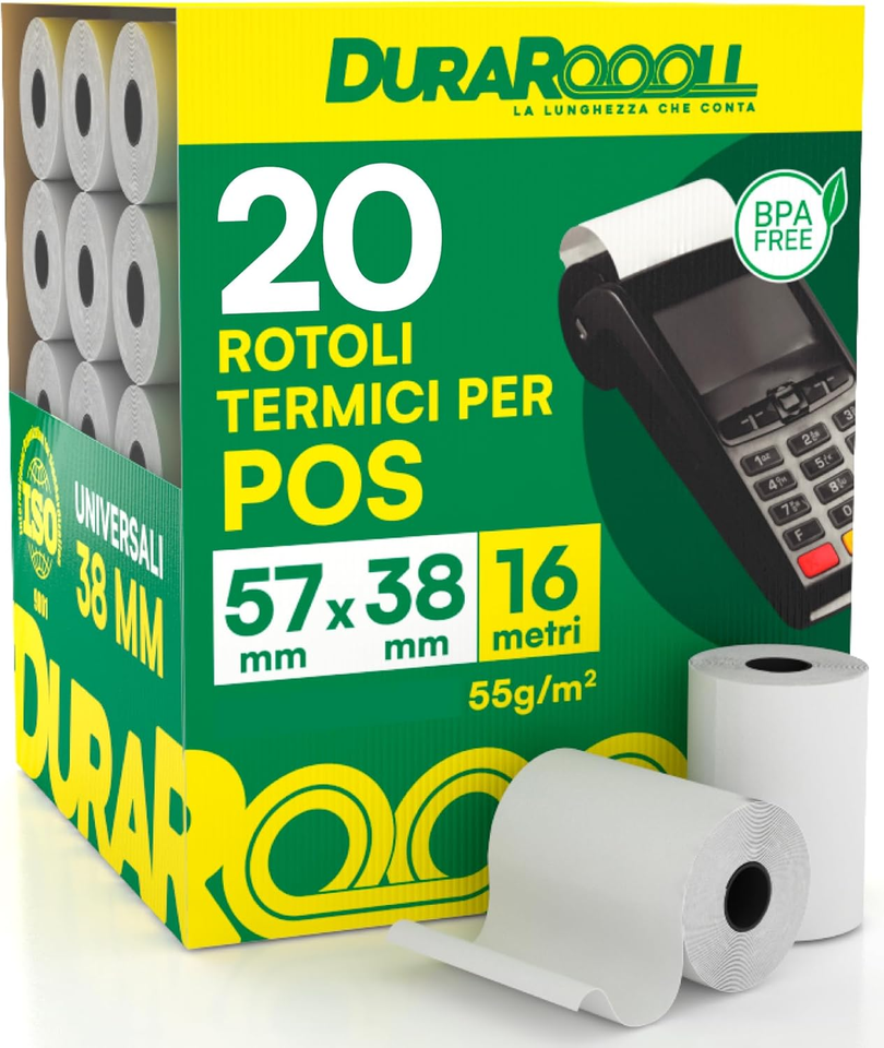 20 ROTOLI PER STAMPANTE TERMINALE DELIVEROO 57mm X 70mm Rotoli Termici - Foto 6