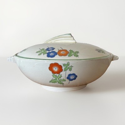 Schöne Wedgwood Vintage Art Deco Deckelterrine Schale mit Blumenmuster  