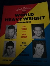 VINTAGE BOXING PROGRAMME NINO VALDES V BRIAN LONDON @ WEMBLEY 1ST DECEMBER 1959