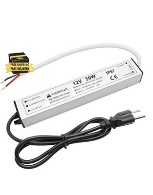 30W 12 Volt LED Power Supply, Waterproof IP67 LED Driver, 110V AC to 12V DC Conv