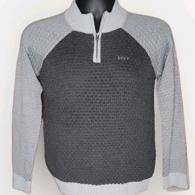 Official DKNY Brand Merchandise Boy's Gray 1/4 Zip Sweater Size Medium