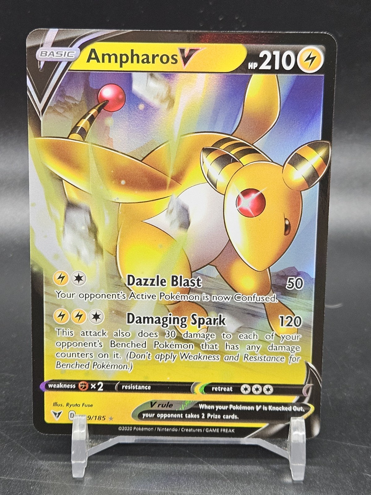 Ampharos V 049/185 - Ultra Rare Holo - Vivid Voltage Pokemon Card MINT